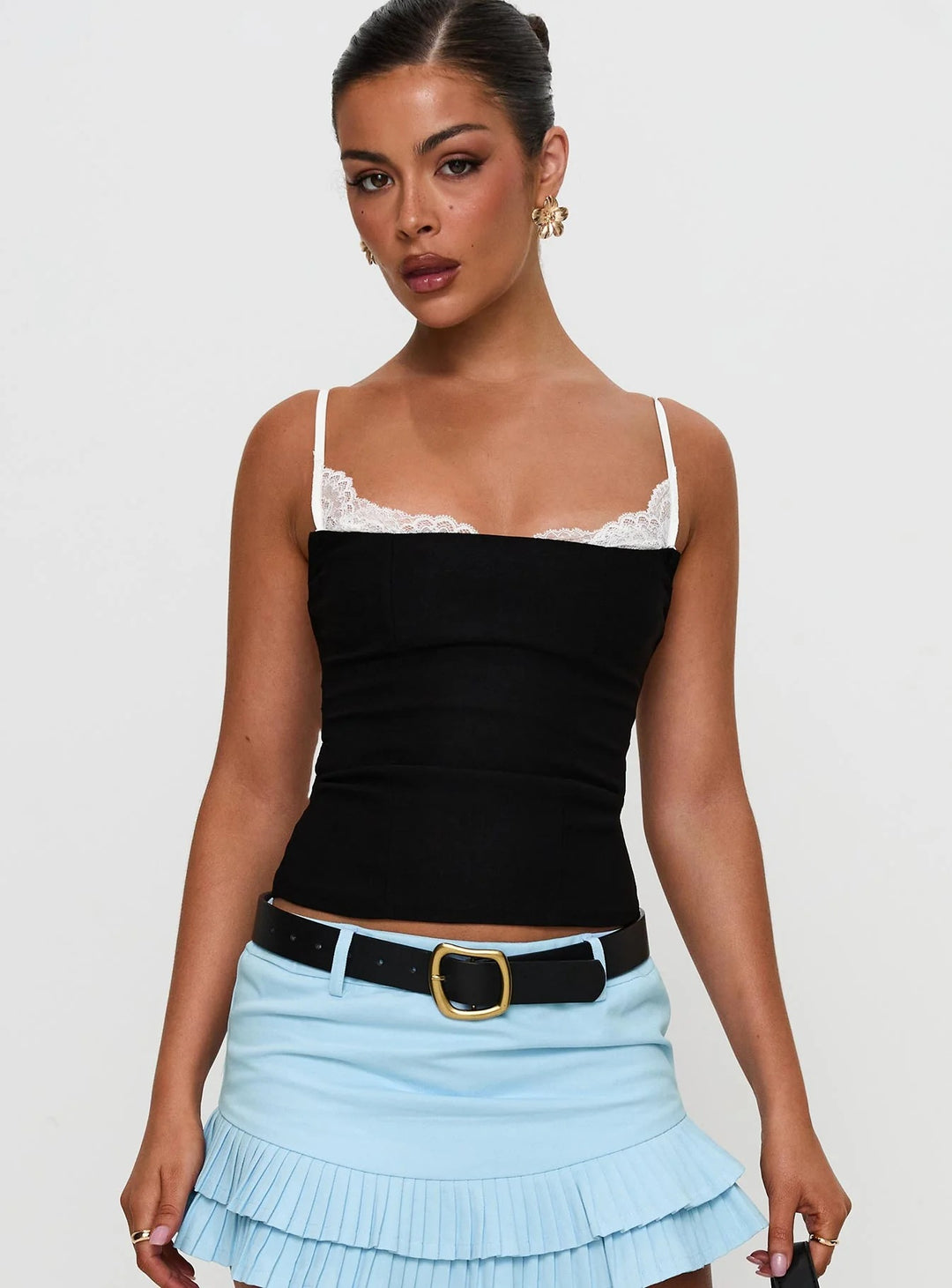 Dame Polka Dots Bustier-Topp med blondedetaljer Skjora