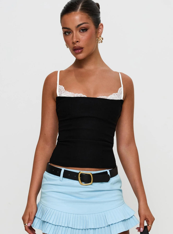 Dame Polka Dots Bustier-Topp med blondedetaljer Skjora