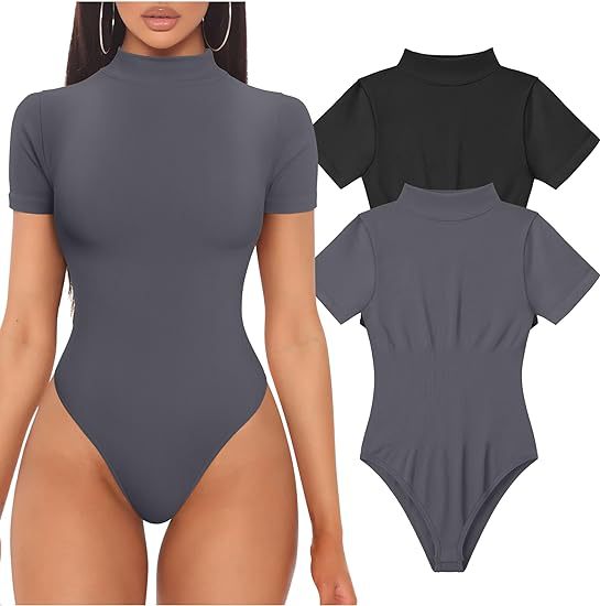 Dame kortermet bodysuit med høy krage Skjora