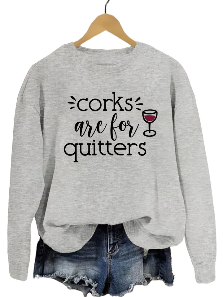 Dame sweatshirt med kreativt slogan og avslappet snitt Skjora