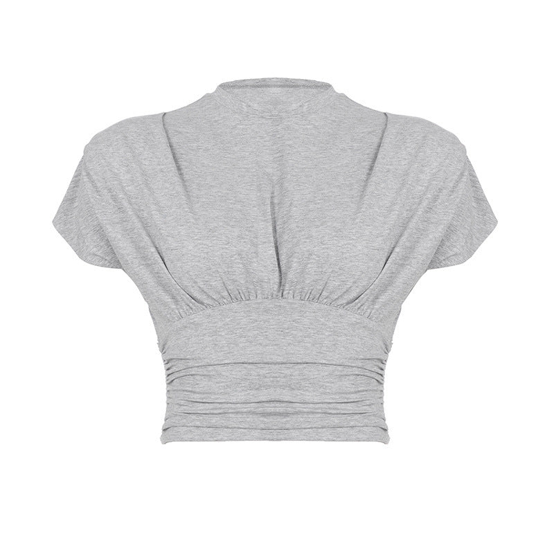 Dame Crop-Top med stilige rufsedetaljer og strukturert design Skjora