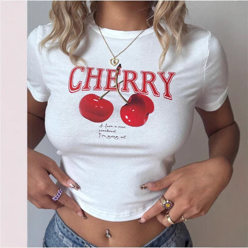 Damer Crop-T-skjorte med kunstnerisk blodtrykksdesign Skjora