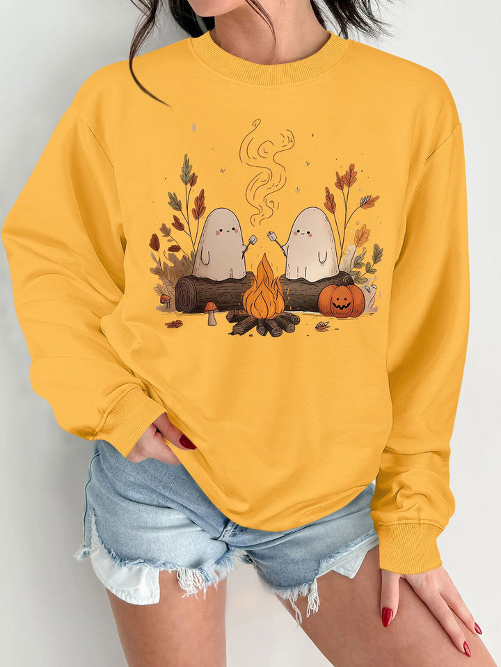 Dame sweatshirt med leken skummel motiv og komfortabel passform Skjora