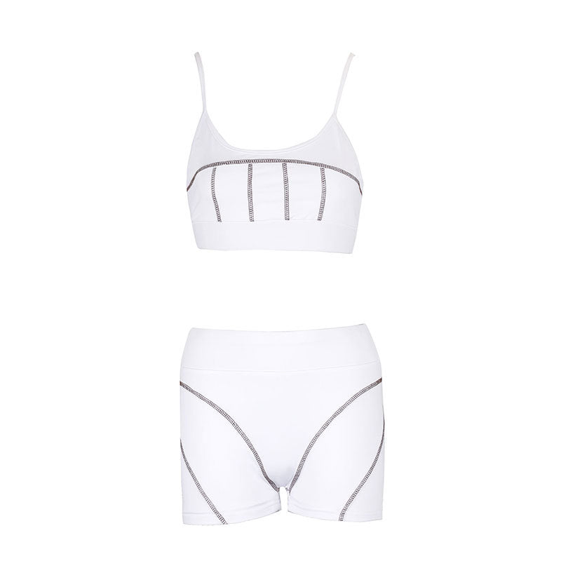 Dame Sporty sett med crop top og shorts Skjora