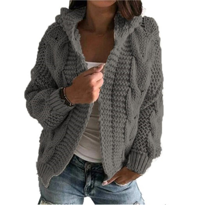 Kvinnenes chunky strikket cardigan med hette og dype lommer Skjora