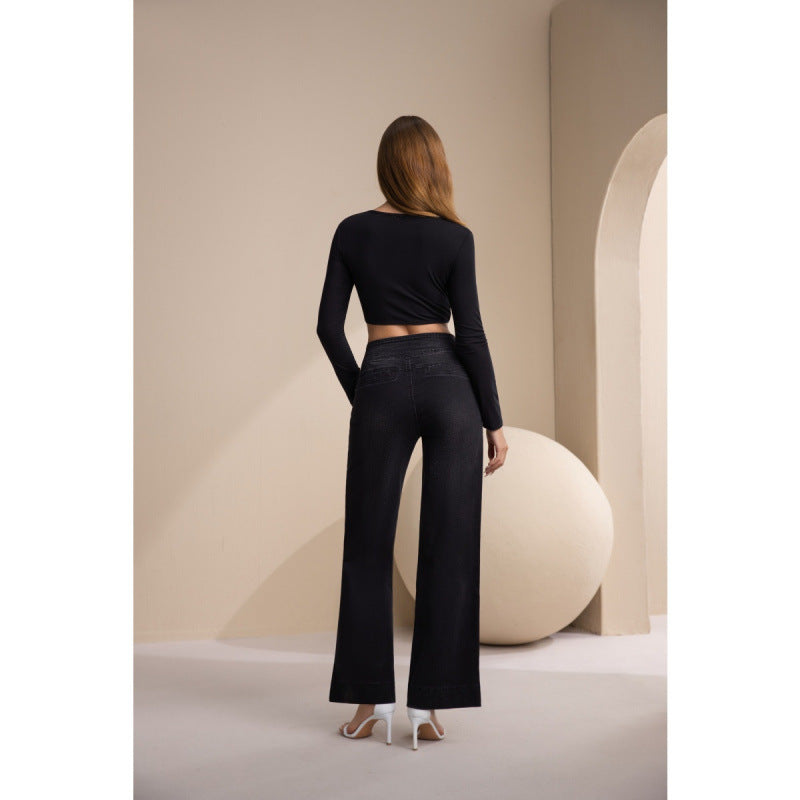 Dame brede High-Waist Jeans med klassisk snitt og moderne preg Skjora
