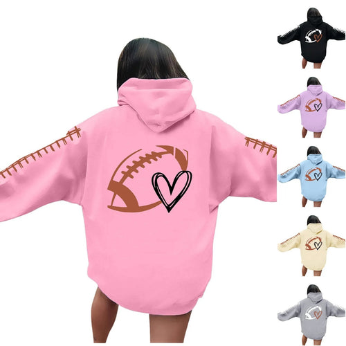 Damehoodie med kreativ fotballmotiv og avslappet passform Skjora