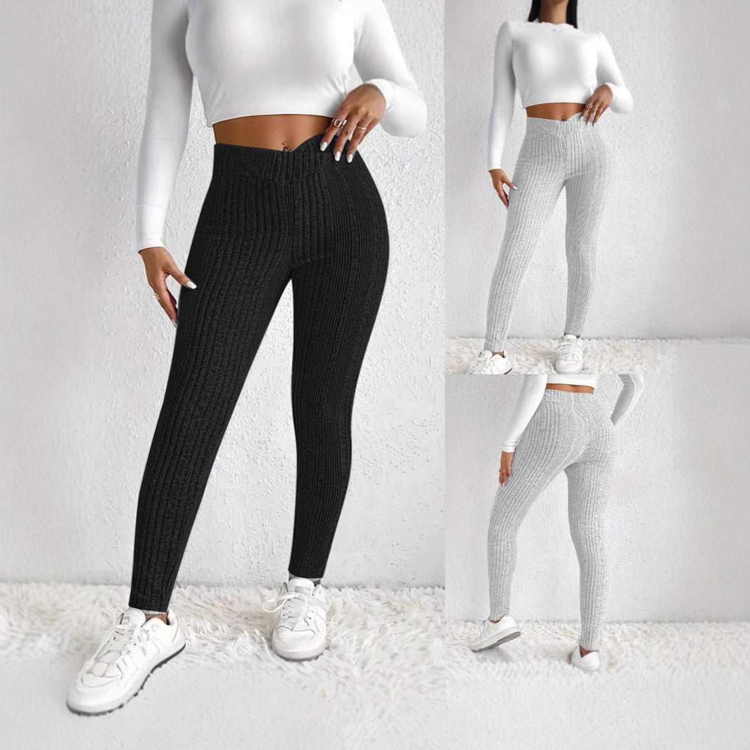 Dameformede leggings med stilige stripete mønster Skjora