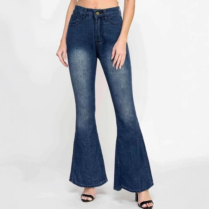 Dame Flared Jeans med høy midje og unikt strukturdesign Skjora