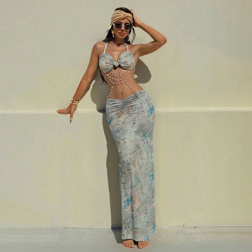 Dame bikini sett med elegant emballasjedesign og blomstertrykk Skjora