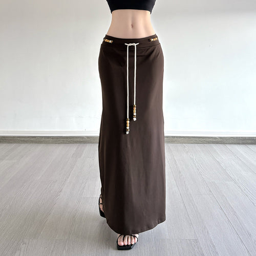 Dame Lengre Jersey-skirt med justerbar midje og lekne detaljer Skjora