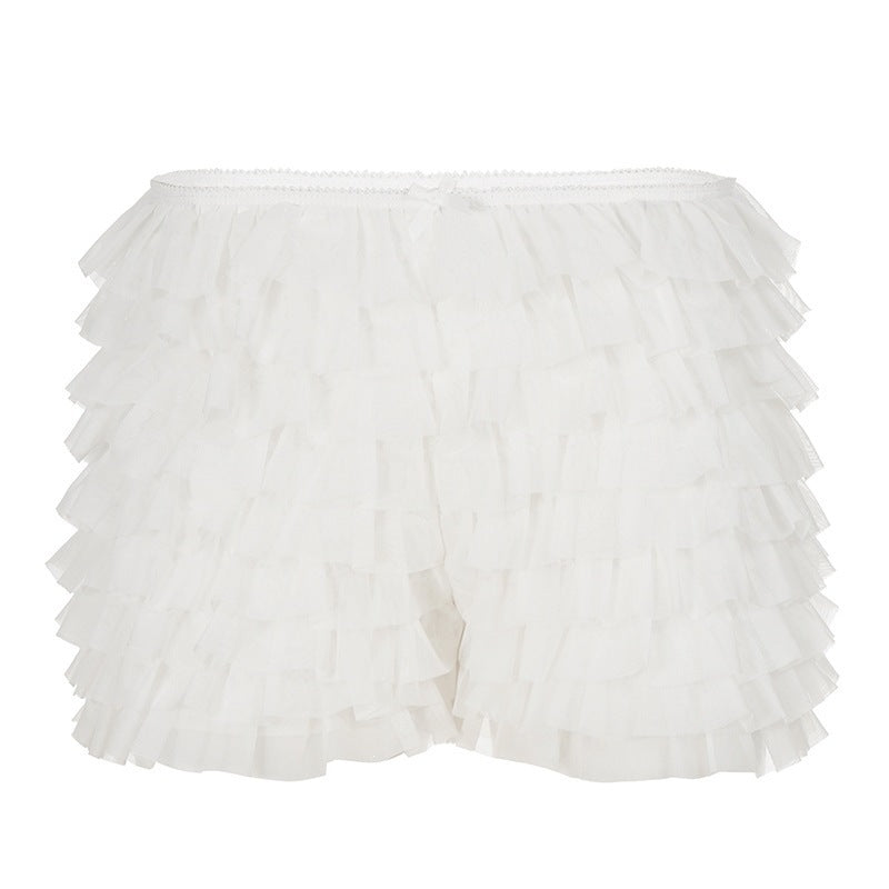 Dame volangshorts med elastisk belte og lekent design Skjora