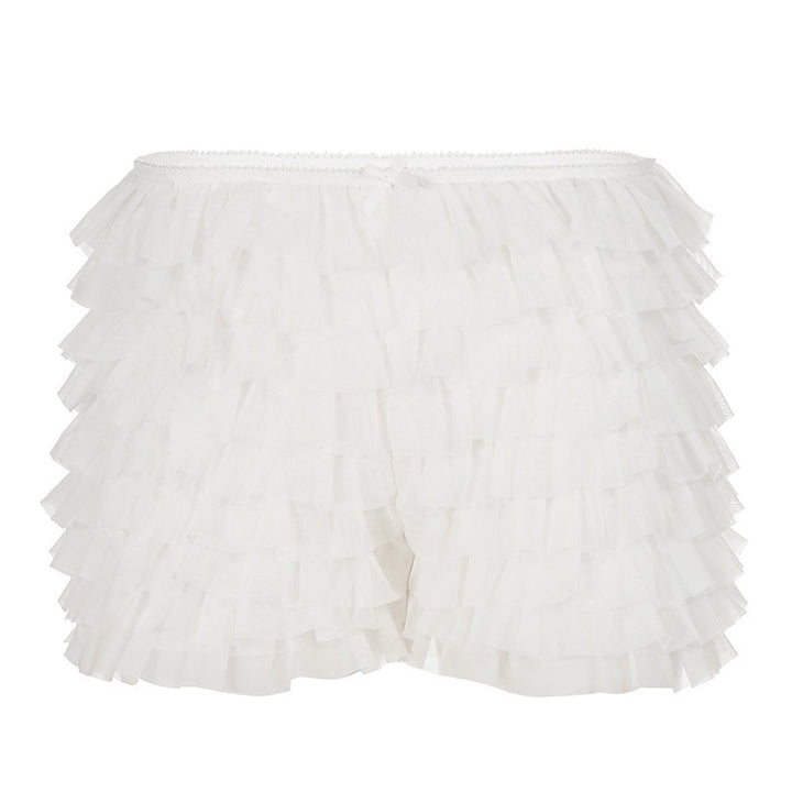 Dame volangshorts med elastisk belte og lekent design Skjora