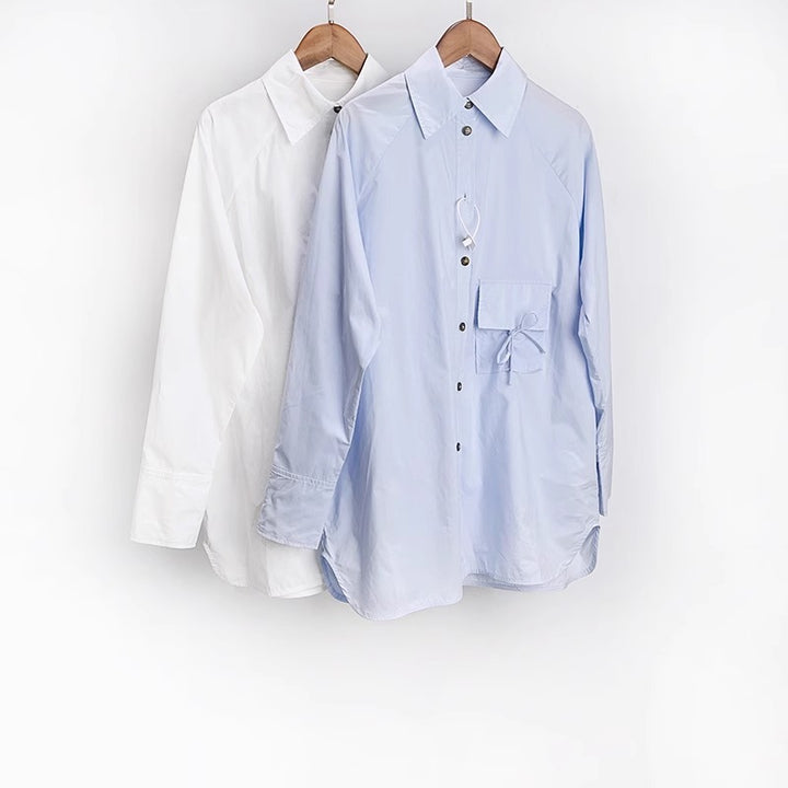 Dame Løs Oversize Skjorte med Knappledd Skjora
