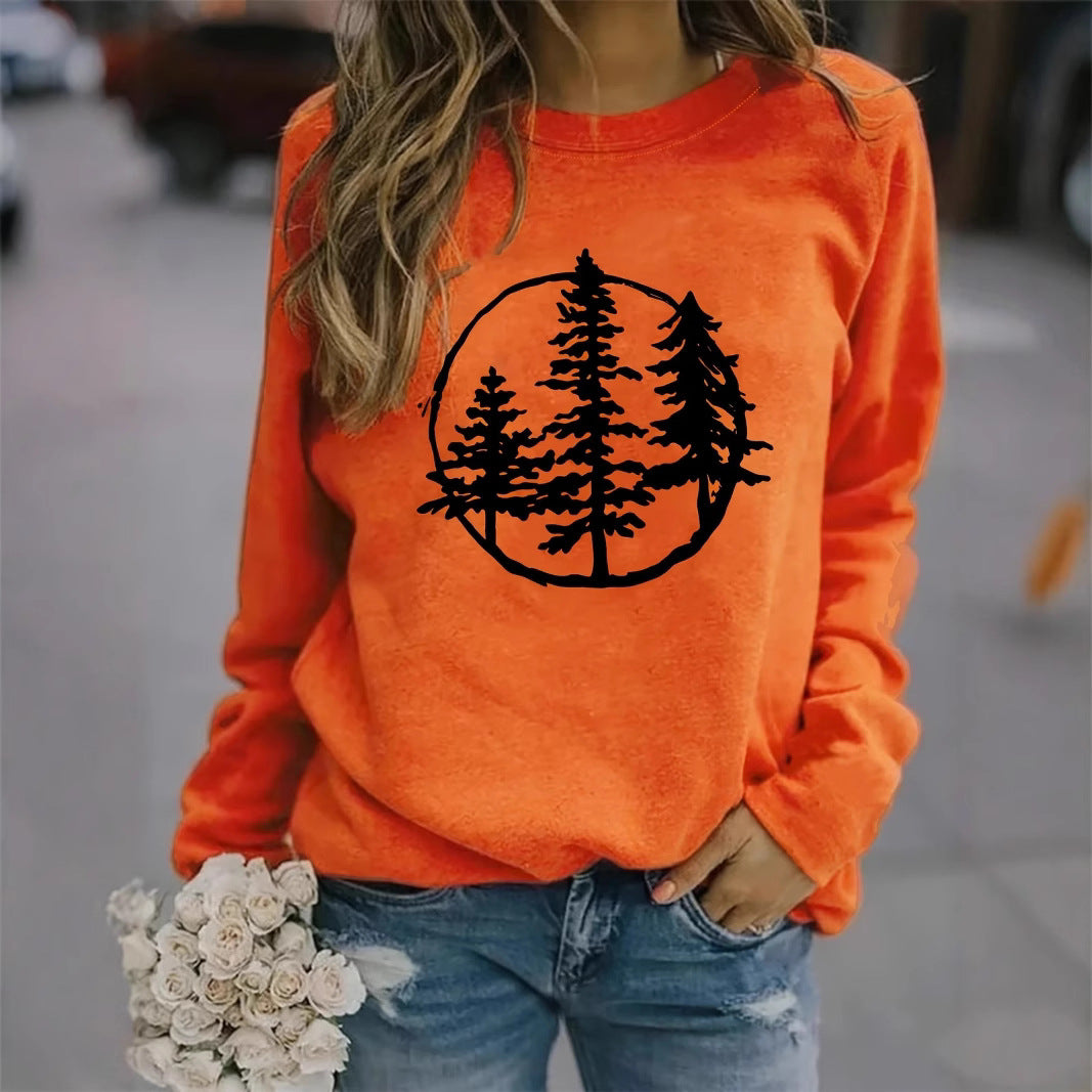 Kvinnelig sweatshirt med kult naturmotiv og avslappet passform Skjora