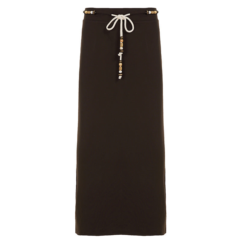 Dame Lengre Jersey-skirt med justerbar midje og lekne detaljer Skjora