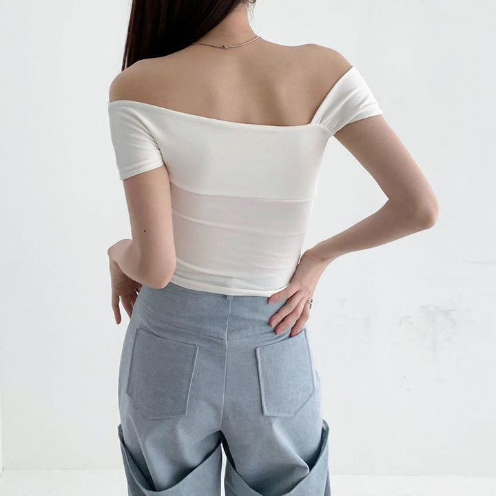 Dame moderne asymmetrisk topp med trendy en-skulder-design Skjora