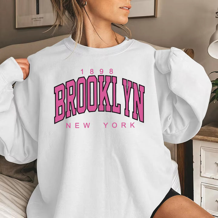Dame sweatshirt med avslappet Brooklyn trykk og behagelig passform Skjora