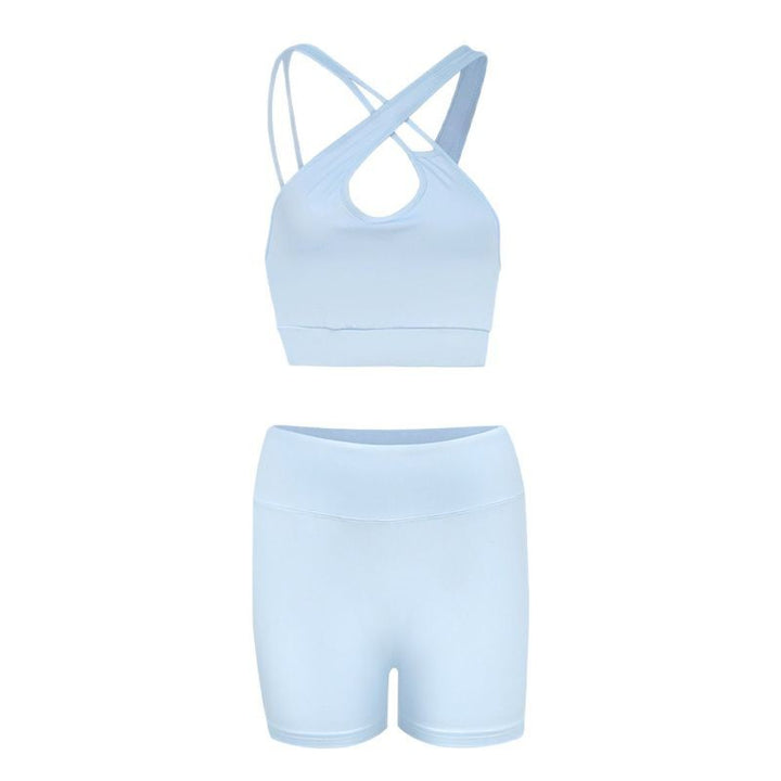 Dame Sporty Sett i strykefri stretchmateriale med racerback-topp og behagelige shorts Skjora