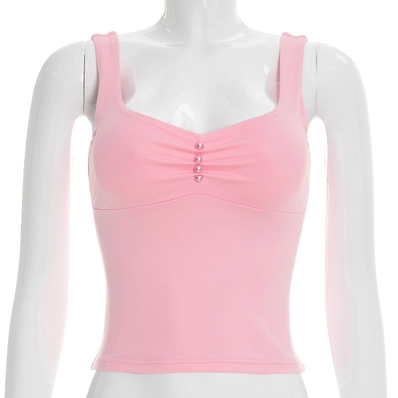 Damer høy kvalitets Bustier-top med dekorativ knappdesign Skjora