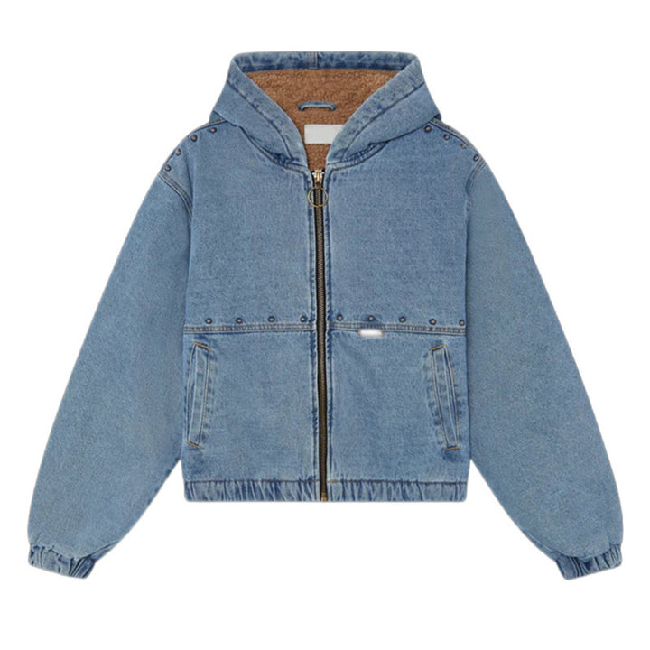 Kvinne denimjakke med hette og lommer Skjora