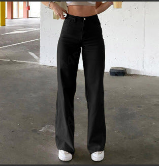 Damer vide High-Waist Jeans med en avslappet snitt og elegant midje Skjora