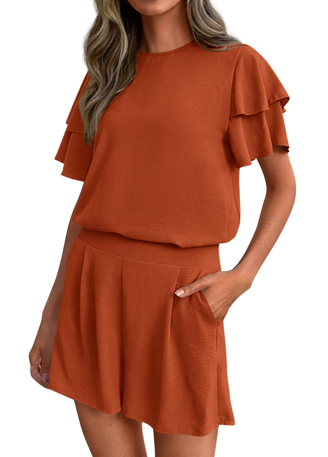 Dame Lekenes Jumpsuit med Volangdetaljer og side lommer Skjora