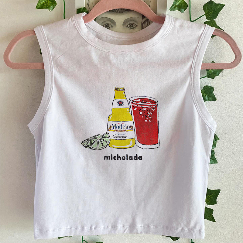 Dame Tanktop med leken gastronomi-motiv Skjora