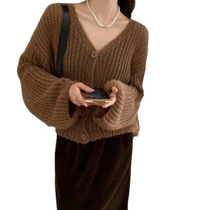 Dame casual cardigan laget av chunky strikk med praktiske knapper Skjora