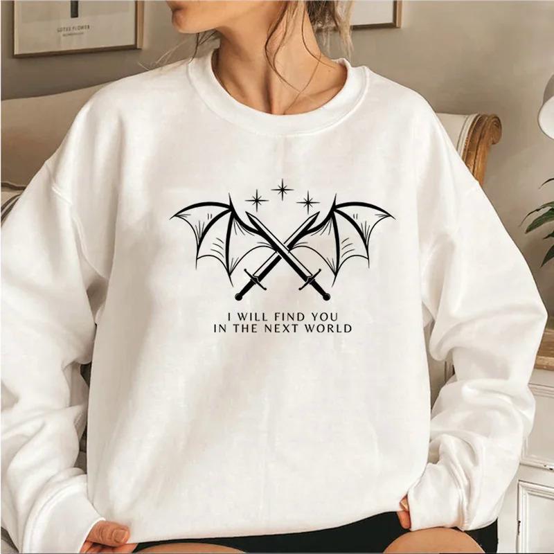 Kvinnelig sweatshirt med kunstnerisk grafisk design og inspirerende tekst Skjora
