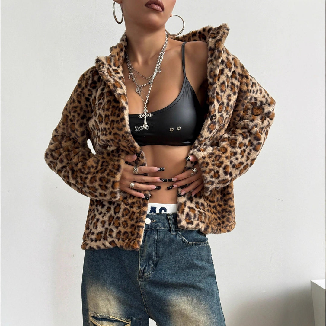 Kvinne elegant leopardmønster blazer jakke Skjora
