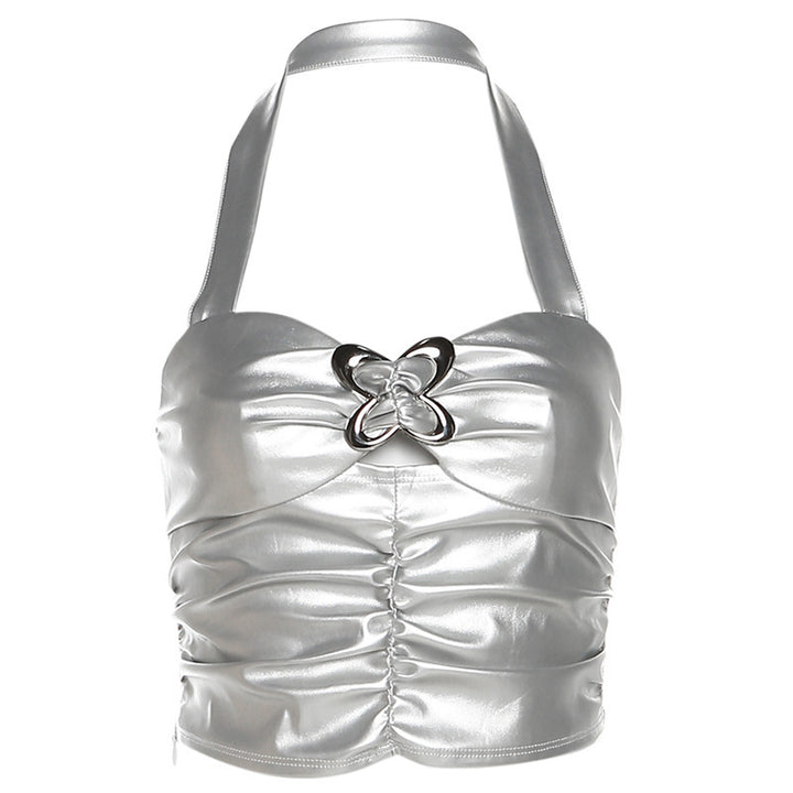 Dame Metallic Crop Top Skjora