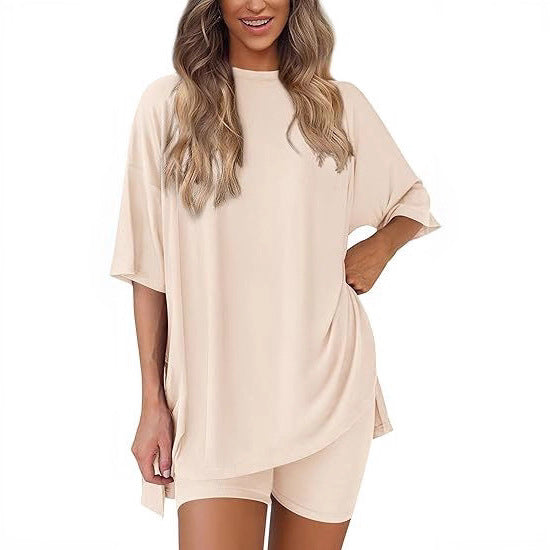 Dame Fritids-loungewear sett med oversized topp og shorts Skjora