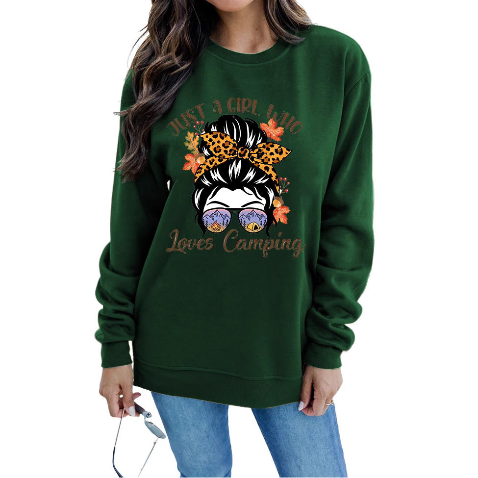Kvinne sweatshirt med kunstnerisk campingmotiv Skjora