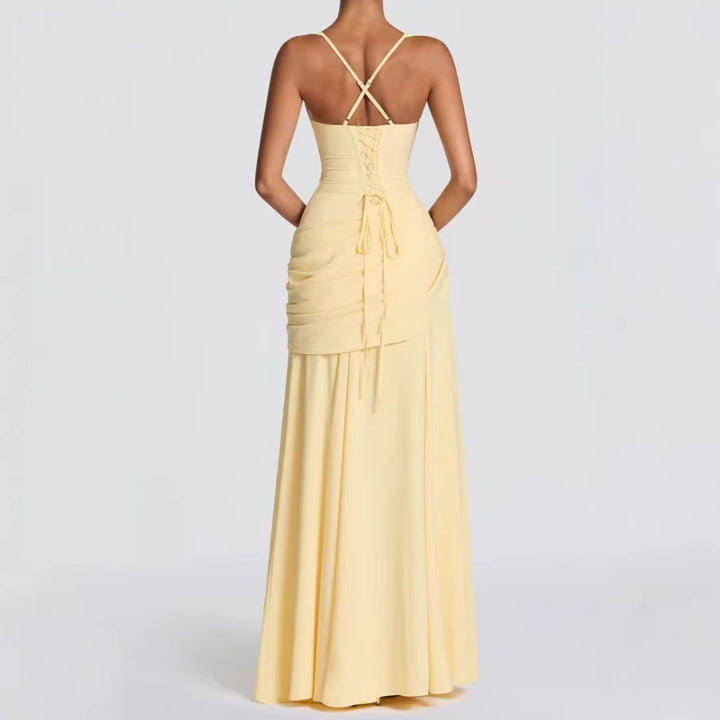 Damer Elegant Bryllupsdrakt med Skreddersydde Volanger og Flott Chiffon Skjørt Skjora