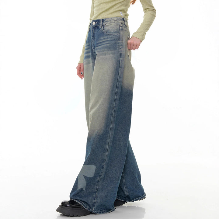 Damen Bredde Denim-Bukser med spennende Sløyfe-detaljer Skjora