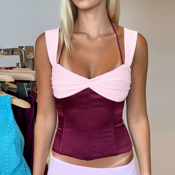 Dame Crop-Top med skulderfri design og raffinerte volangdetaljer Skjora