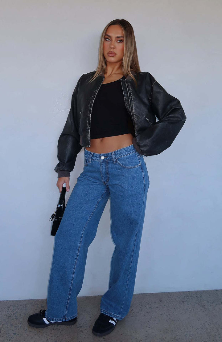 Damer casual vide jeans med høyt liv og moderne snitt Skjora