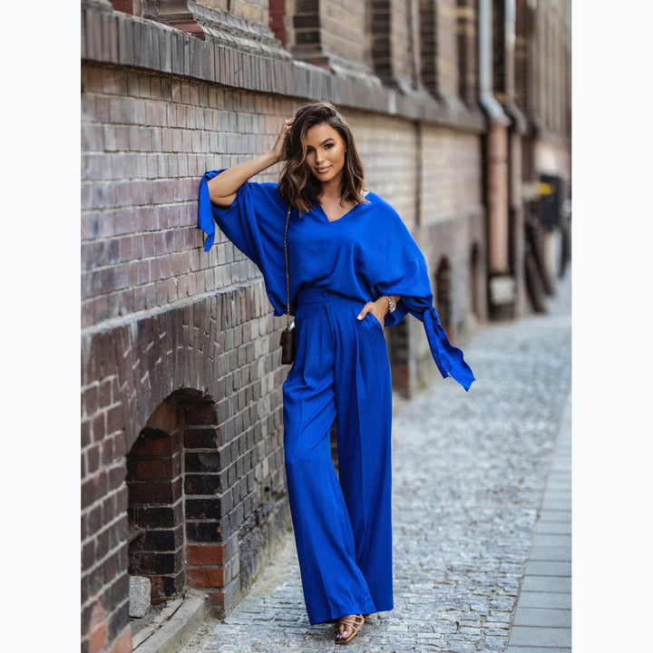 Dame Elegant Jumpsuit med Bred Ermer og Smal Livbelte Skjora