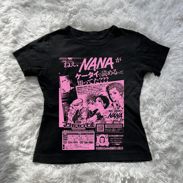 Damer Crop-Top med kreativ grafisk trykk Skjora