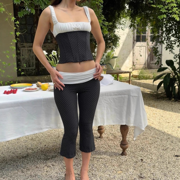 Damen Corsagenoberteil mit taillierter Hose im Punkte-Design Skjora