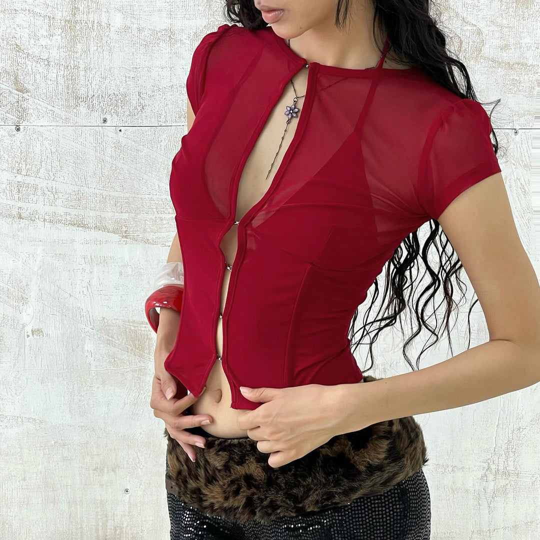 Women's Mesh Top with Decorative Band Skjora