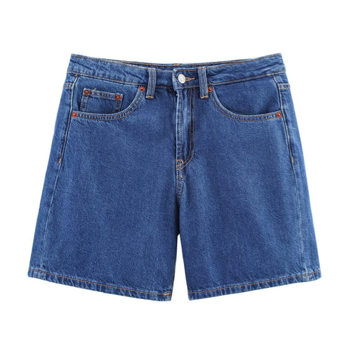 Dame denim shorts i avslappet snitt med høy midje og praktiske lommer Skjora