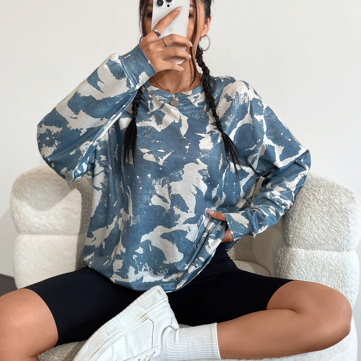 Dame casual hettegenser med moderne camouflasjemønster og oversized passform Skjora