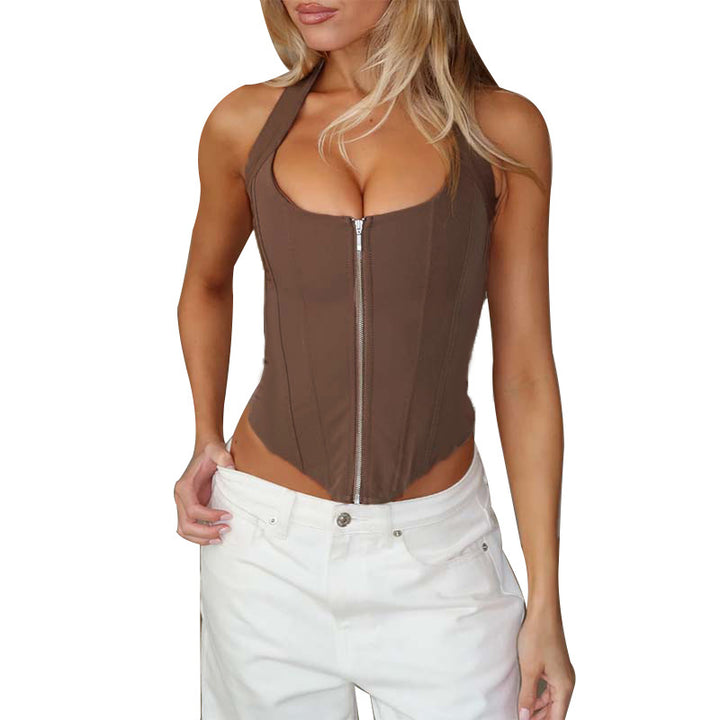 Dame figurnær bustier-overdel med glidelås og forsterket snitt Skjora