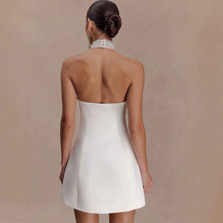 Damer Elegant Minikjole med chiffon-halsdetalj og tettsittende snitt Skjora