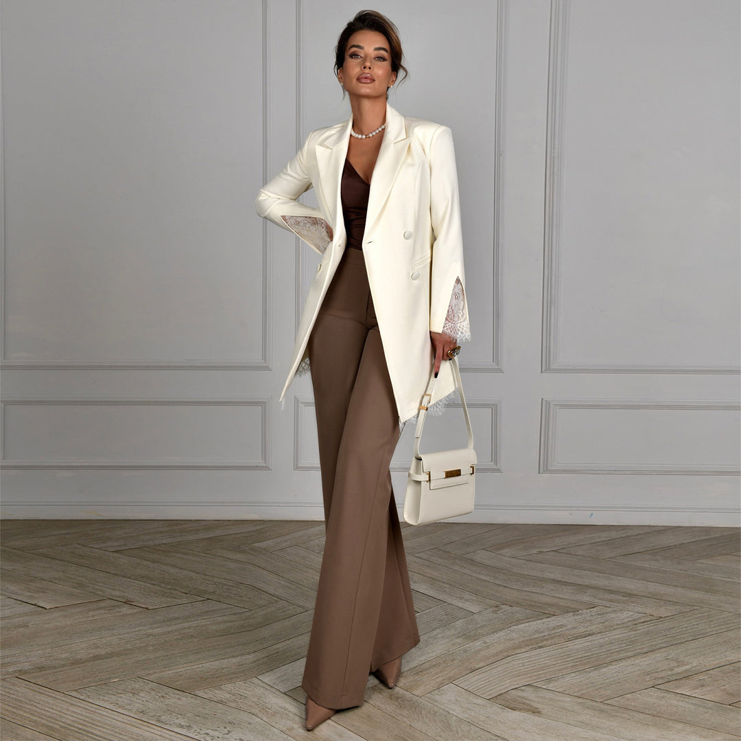 Damer elegant blazer med blonder ermer Skjora