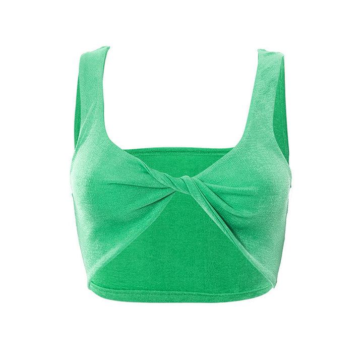 Dame Crop-Top med trendy vridd design og innovativ kutting Skjora