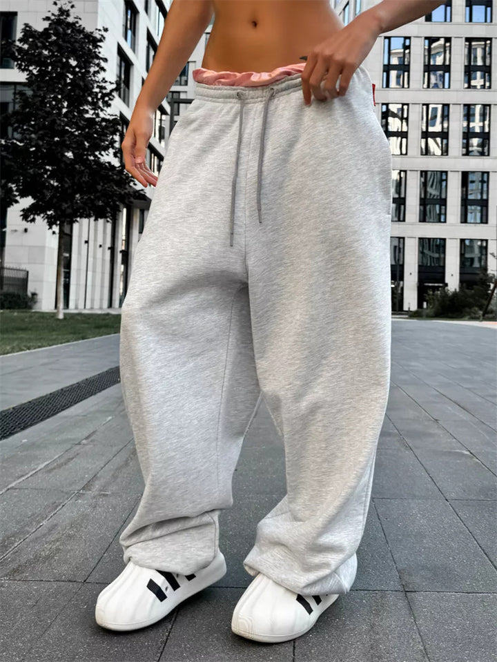 Kvinne casual joggebukser med høy midje og praktiske lommer