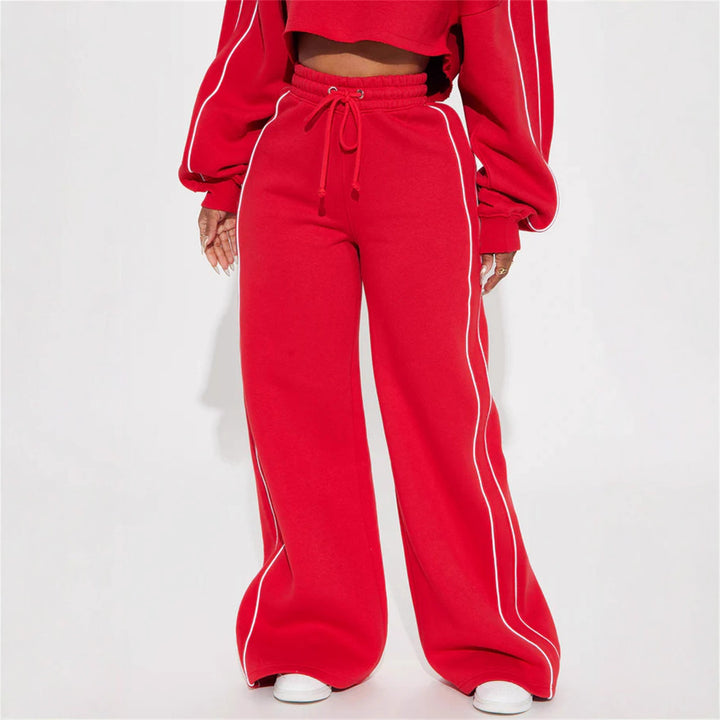 Kvinnesporty cropped sweatshirt og joggedress-sett med praktiske lommer og løs passform Skjora